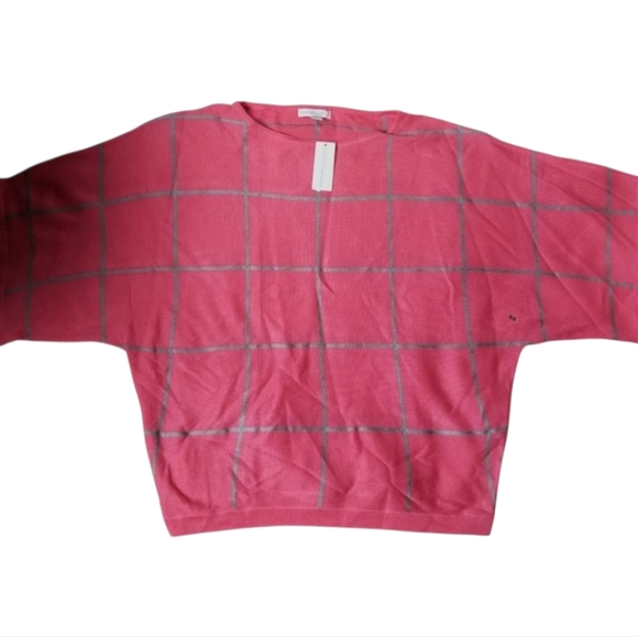 New York and Company salmon pink with gray stripes blouse top XS - Picture 1 of 9